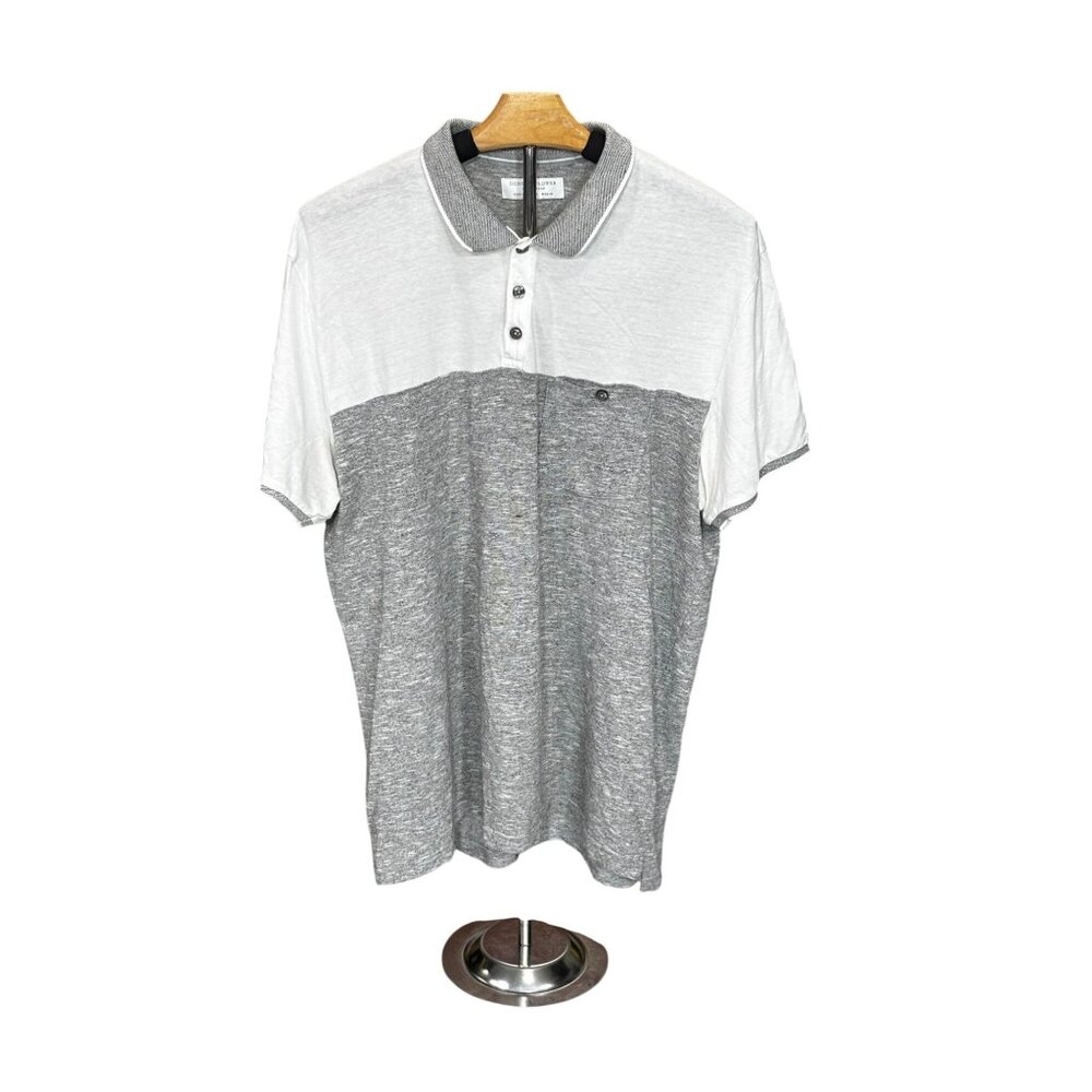 Denim & Flower Ricky Singh Gray & White Polo Shirt L
